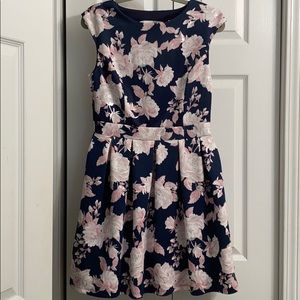 Navy/ pink floral dress
